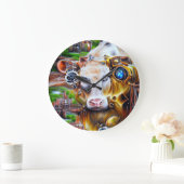 スチームパンクサイバー牛 ラージ壁時計 (ホーム)