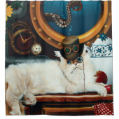 スチームパンクサブマリン猫ティー シャワーカーテン (正面)