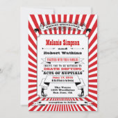 スチームパンクサーカス結婚式招待状レッド 招待状 (正面)