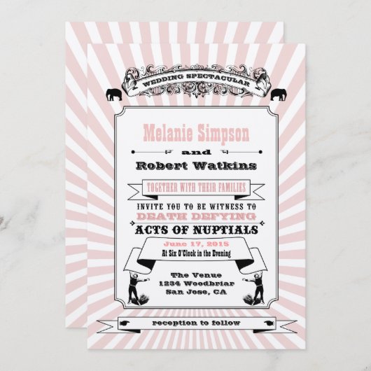 スチームパンクサーカス結婚式招待状赤面 招待状 (正面/裏面)
