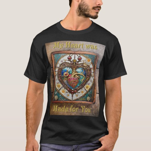 スチームパンクシリーズのメカニカルハート解剖図 Tシャツ (正面)