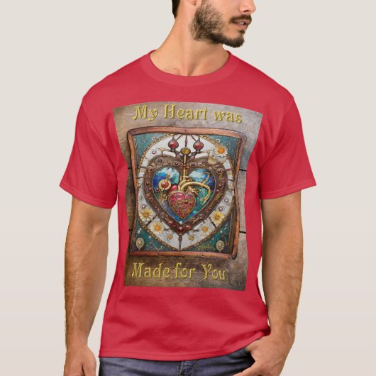 スチームパンクシリーズのメカニカルハート解剖図 Tシャツ (正面)