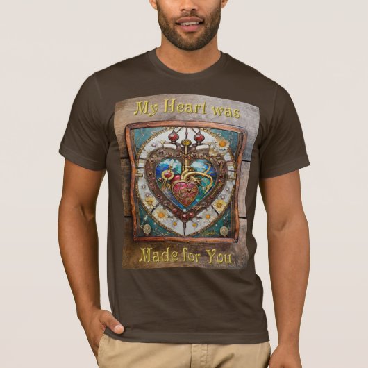 スチームパンクシリーズのメカニカルハート解剖図 Tシャツ (正面)
