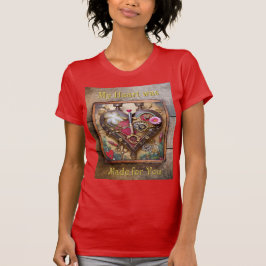 スチームパンクシリーズのリップスティックフラワー ハート Tシャツ