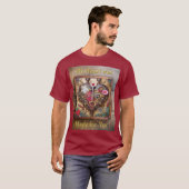 スチームパンクシリーズの口紅の花のハート Tシャツ (正面フル)