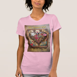 スチームパンクシリーズの口紅の花のハート Tシャツ