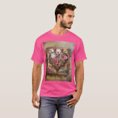 スチームパンクシリーズの口紅の花のハート Tシャツ (正面フル)