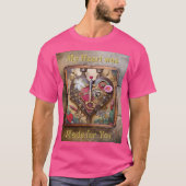 スチームパンクシリーズの口紅の花のハート Tシャツ (正面)