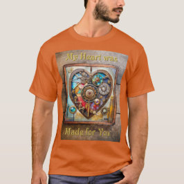 スチームパンクシリーズの宝石とステンドグラスのハート Tシャツ