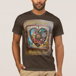 スチームパンクシリーズの宝石とステンドグラスのハート Tシャツ