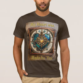 スチームパンクシリーズ ゴールデンステンドグラスハート Tシャツ