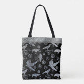 スチームパンクシルバー亜鉛ギアとカラスカスタム トートバッグ (裏面)