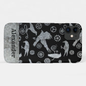 スチームパンクシルバー亜鉛ギアズアンドクロース名前をカスタムする Case-Mate iPhoneケース (裏面(横))