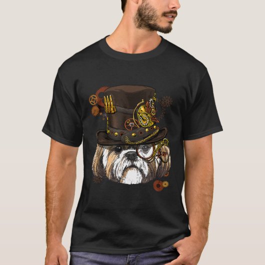 スチームパンクシーズー(犬)ツードッグスチームパンク Tシャツ (正面)