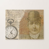 スチームパンクジェントンポケット時計ボウリングをする人、 クリケットの投手帽子 ジグソーパズル (横)