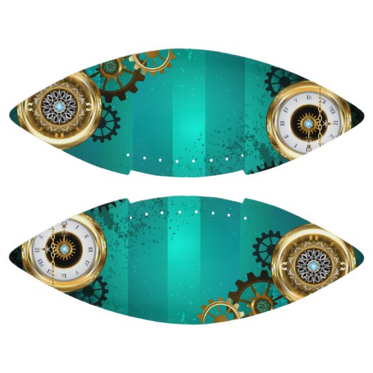 スチームパンクジュエリーウォッチを緑の背景 アメリカンフットボール (パネル)