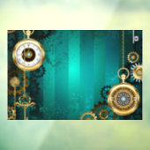 スチームパンクジュエリーウォッチを緑の背景 ウィンドウサイン (シート3)