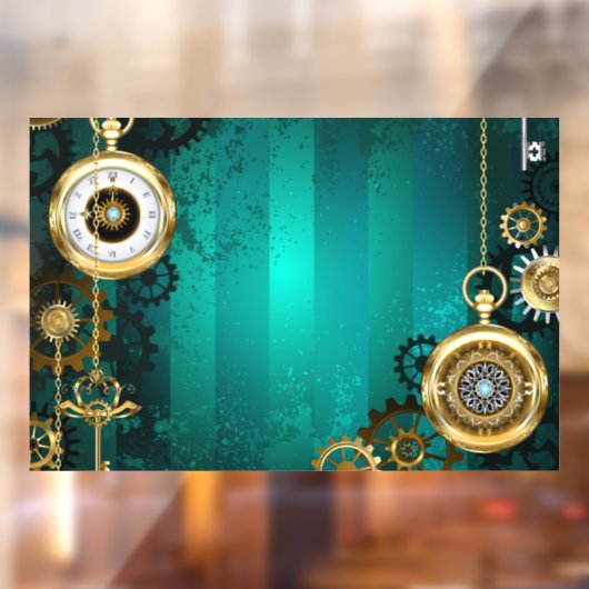 スチームパンクジュエリーウォッチを緑の背景 ウィンドウサイン (シート2)