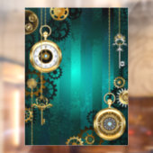 スチームパンクジュエリーウォッチを緑の背景 ウィンドウサイン (シート2)