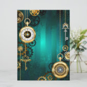 スチームパンクジュエリーウォッチを緑の背景 カード (スタンド正面)