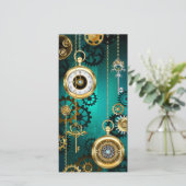 スチームパンクジュエリーウォッチを緑の背景 カード (スタンド正面)