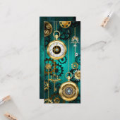スチームパンクジュエリーウォッチを緑の背景 カード (正面/裏面インサイチュ)