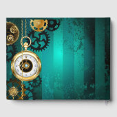 スチームパンクジュエリーウォッチを緑の背景 ゲストブック (裏面)