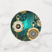 スチームパンクジュエリーウォッチを緑の背景 コンフェッティ (スモール正面)