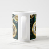 スチームパンクジュエリーウォッチを緑の背景 ジャンボコーヒーマグカップ (裏面)