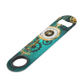 スチームパンクジュエリーウォッチを緑の背景 スピード栓抜き (正面アングル)