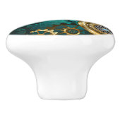 スチームパンクジュエリーウォッチを緑の背景 セラミックノブ (側面)