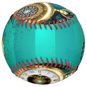 スチームパンクジュエリーウォッチを緑の背景 ソフトボール (裏面)