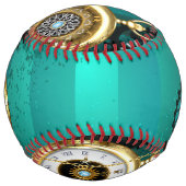 スチームパンクジュエリーウォッチを緑の背景 ソフトボール (正面)