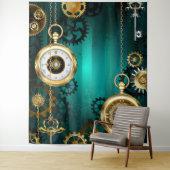 スチームパンクジュエリーウォッチを緑の背景 タペストリー (インサイチュ)