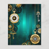 スチームパンクジュエリーウォッチを緑の背景 チラシ (正面)