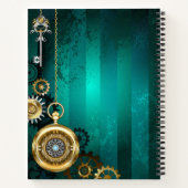 スチームパンクジュエリーウォッチを緑の背景 ノートブック (裏面)