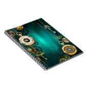 スチームパンクジュエリーウォッチを緑の背景 ノートブック (右側)