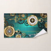 スチームパンクジュエリーウォッチを緑の背景 バスタオルセット (ハンドタオル)