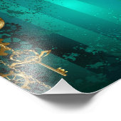 スチームパンクジュエリーウォッチを緑の背景 フォトプリント            (角)