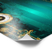 スチームパンクジュエリーウォッチを緑の背景 フォトプリント            (角)