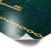 スチームパンクジュエリーウォッチを緑の背景 フォトプリント            (角)