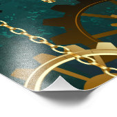 スチームパンクジュエリーウォッチを緑の背景 フォトプリント            (角)