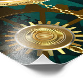 スチームパンクジュエリーウォッチを緑の背景 フォトプリント            (角)