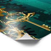 スチームパンクジュエリーウォッチを緑の背景 フォトプリント            (角)