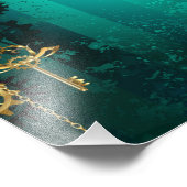 スチームパンクジュエリーウォッチを緑の背景 フォトプリント            (角)