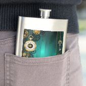 スチームパンクジュエリーウォッチを緑の背景 フラスク (インサイチュ)