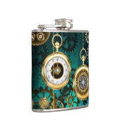 スチームパンクジュエリーウォッチを緑の背景 フラスク (右)