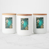 スチームパンクジュエリーウォッチを緑の背景 フードラベル (ボトル)