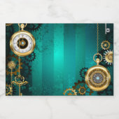 スチームパンクジュエリーウォッチを緑の背景 フードラベル (シングルラベル)