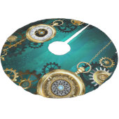 スチームパンクジュエリーウォッチを緑の背景 ブラッシュドポリエステルツリースカート (アングル)